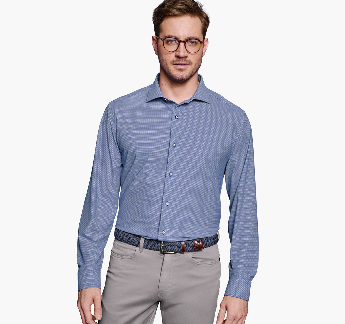 Johnston Murphy Men's XC4® Motion Long-Sleeve Dress Knit Shirt