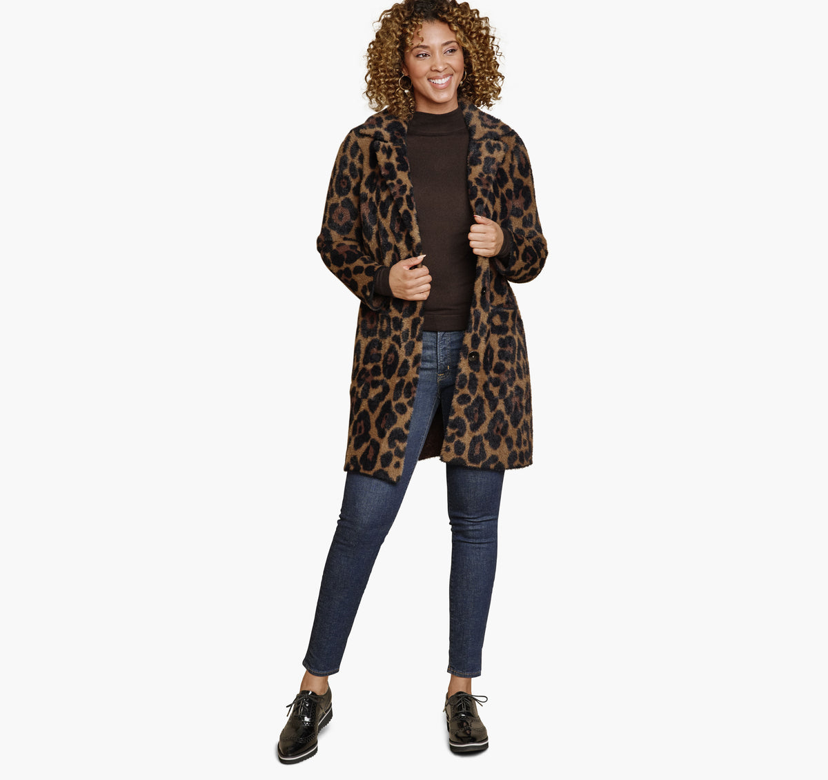 Johnston Murphy Women's Leopard Eyelash Coatigan