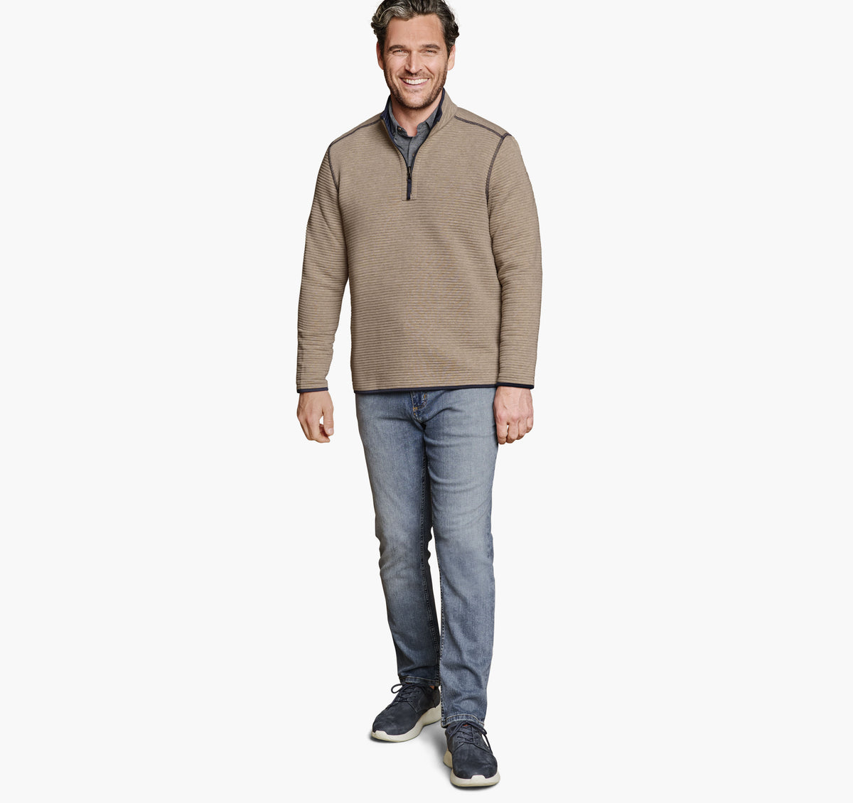 Johnston Murphy Men's Reversible Channel-Quilted Quarter-Zip