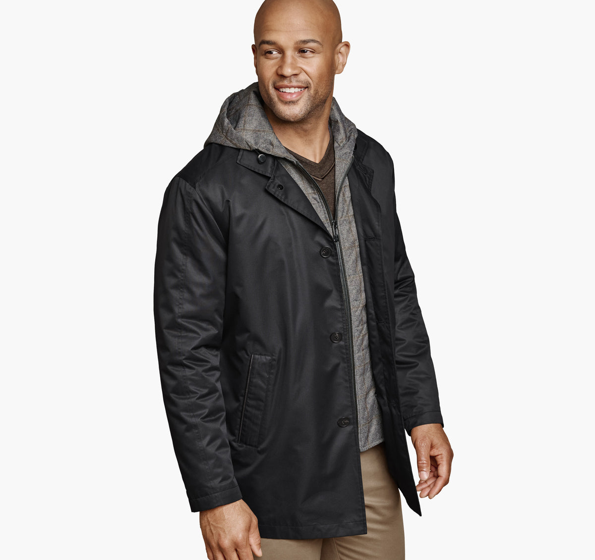 Johnston Murphy Men's Upton Water-Resistant Raincoat with Removable Liner
