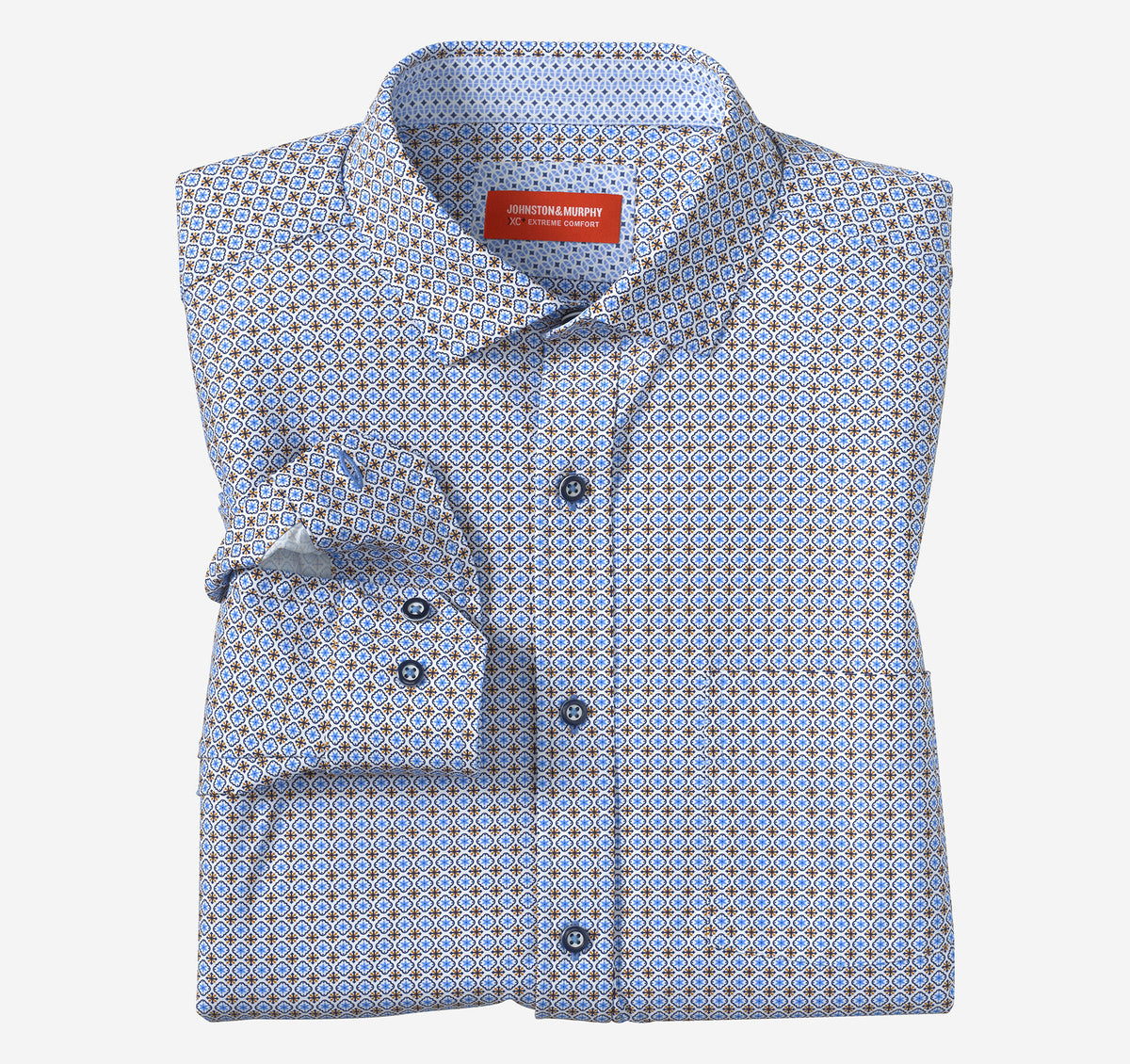 Johnston Murphy Men's XC4® Motion Long-Sleeve Print Knit Shirt