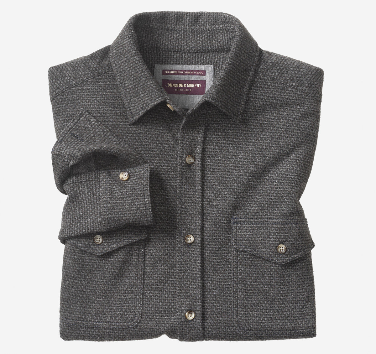 Johnston Murphy Men's Brushed Button-Front Knit Shirt