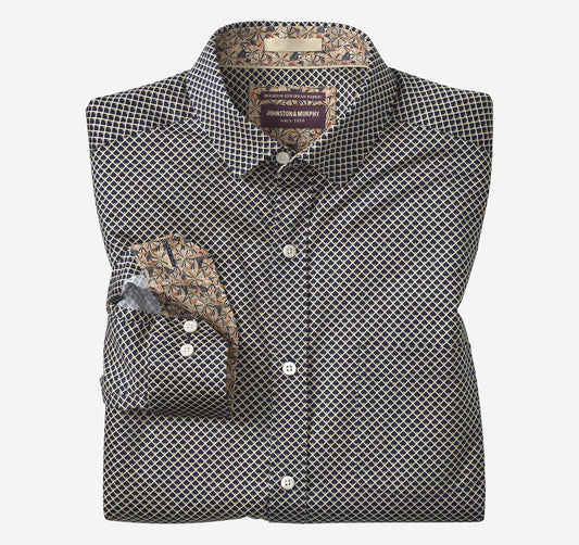 Johnston Murphy Men's Printed Cotton Shirt