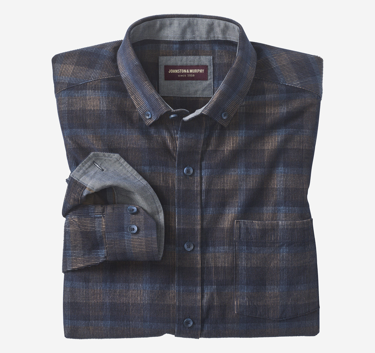 Johnston Murphy Men's Plaid Corduroy Shirt