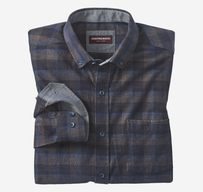 Johnston Murphy Men's Plaid Corduroy Shirt