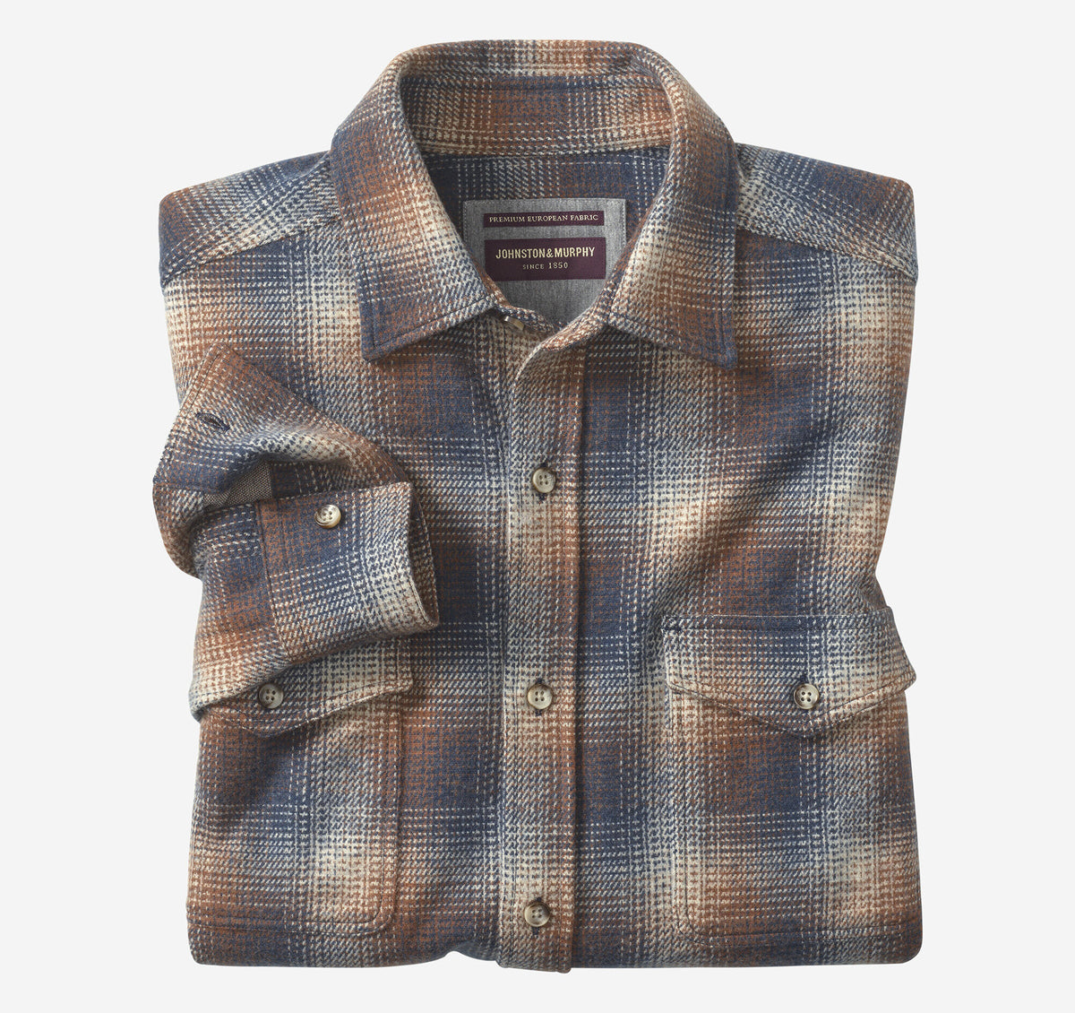 Johnston Murphy Men's Brushed Button-Front Knit Shirt