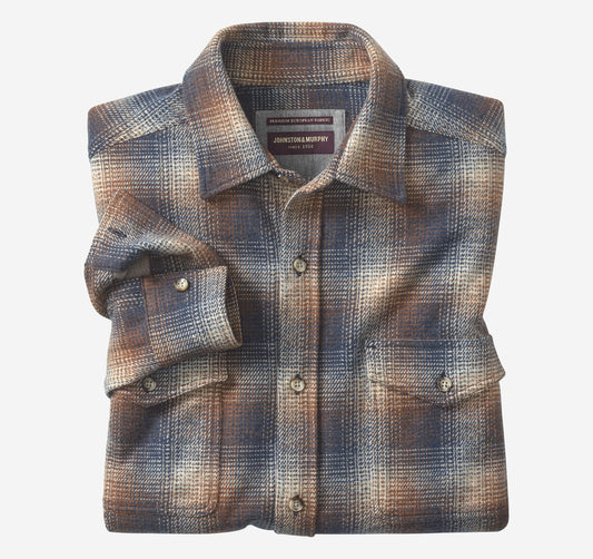 Johnston Murphy Men's Brushed Button-Front Knit Shirt