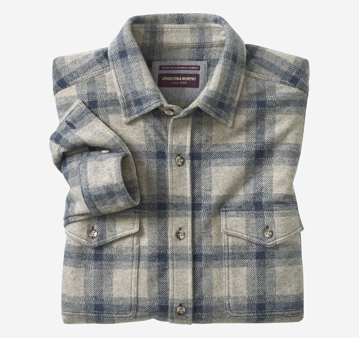 Johnston Murphy Men's Brushed Button-Front Knit Shirt
