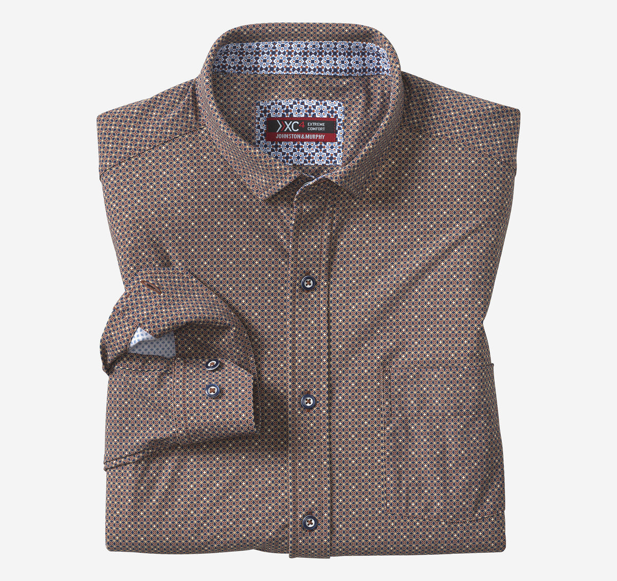 Johnston Murphy Men's XC4® Motion Long-Sleeve Print Knit Shirt