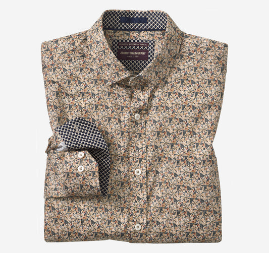 Johnston Murphy Men's Printed Cotton Shirt