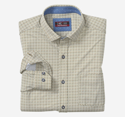 Johnston Murphy Men's XC4® Motion Long-Sleeve Print Knit Shirt