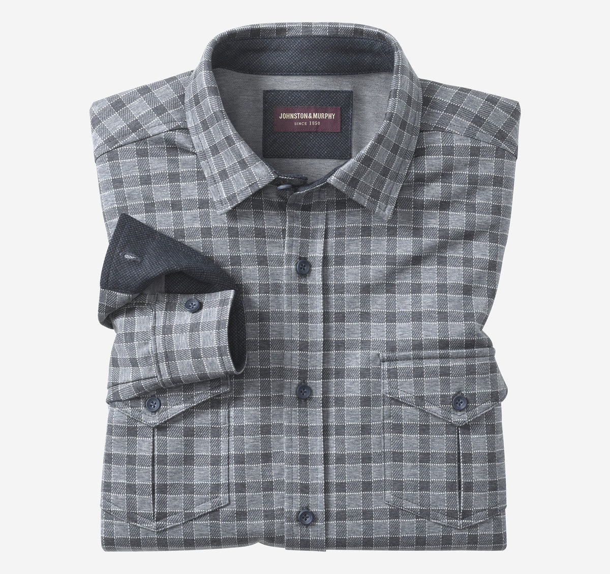 Johnston Murphy Men's Button-Front Knit Shirt