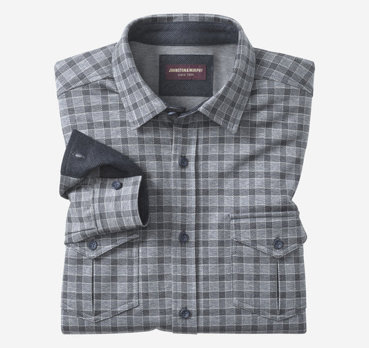 Johnston Murphy Men's Button-Front Knit Shirt