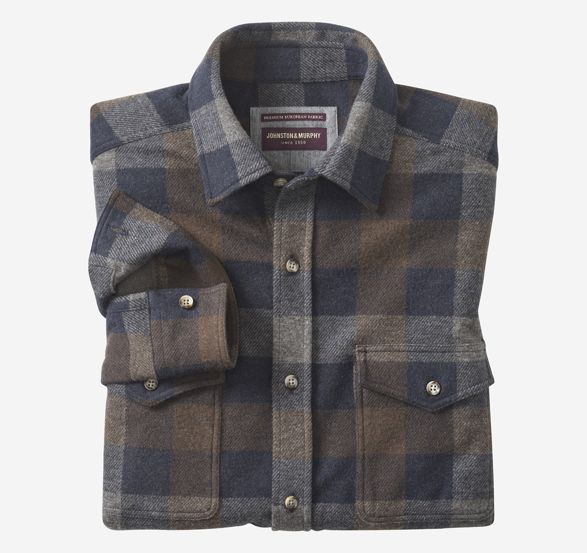 Johnston Murphy Men's Brushed Button-Front Knit Shirt