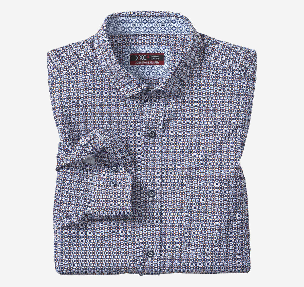 Johnston Murphy Men's XC4® Motion Long-Sleeve Print Knit Shirt