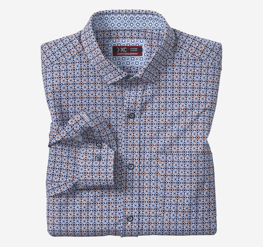 Johnston Murphy Men's XC4® Motion Long-Sleeve Print Knit Shirt