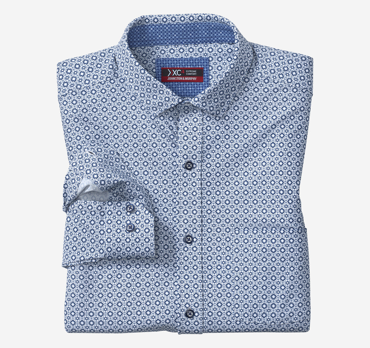 Johnston Murphy Men's XC4® Motion Long-Sleeve Print Knit Shirt