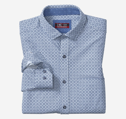 Johnston Murphy Men's XC4® Motion Long-Sleeve Print Knit Shirt