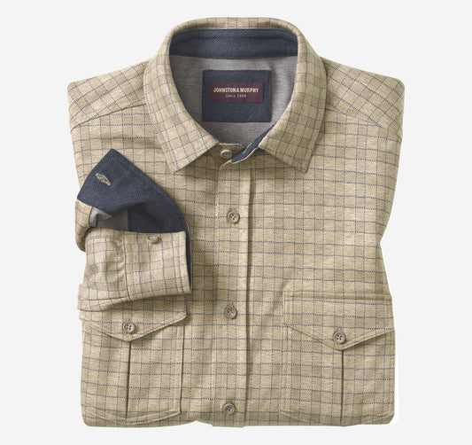 Johnston Murphy Men's Button-Front Knit Shirt