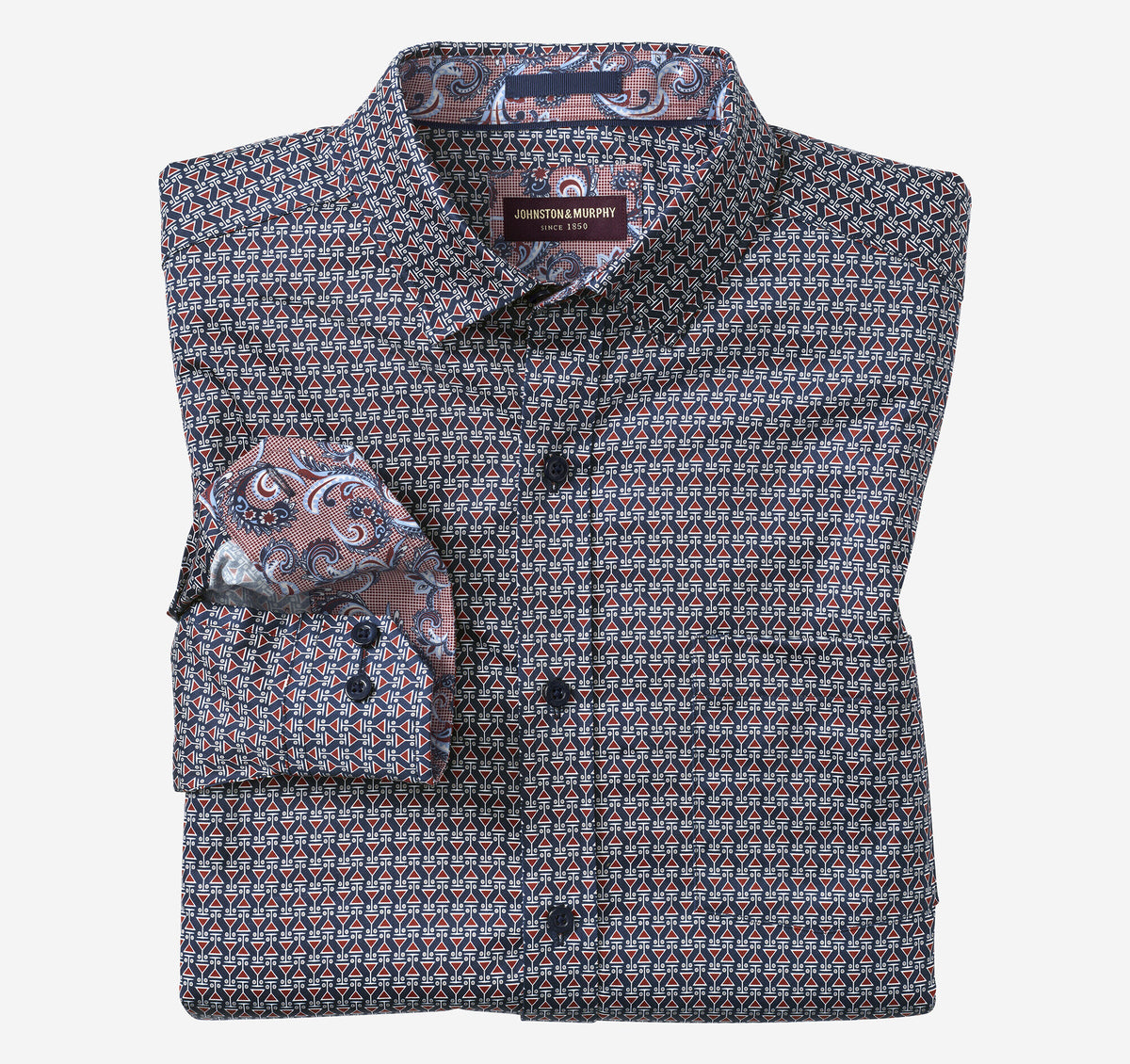Johnston Murphy Men's Printed Cotton Shirt