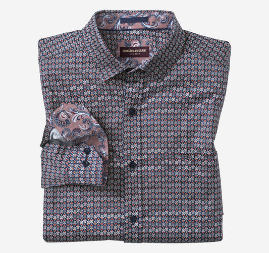 Johnston Murphy Men's Printed Cotton Shirt