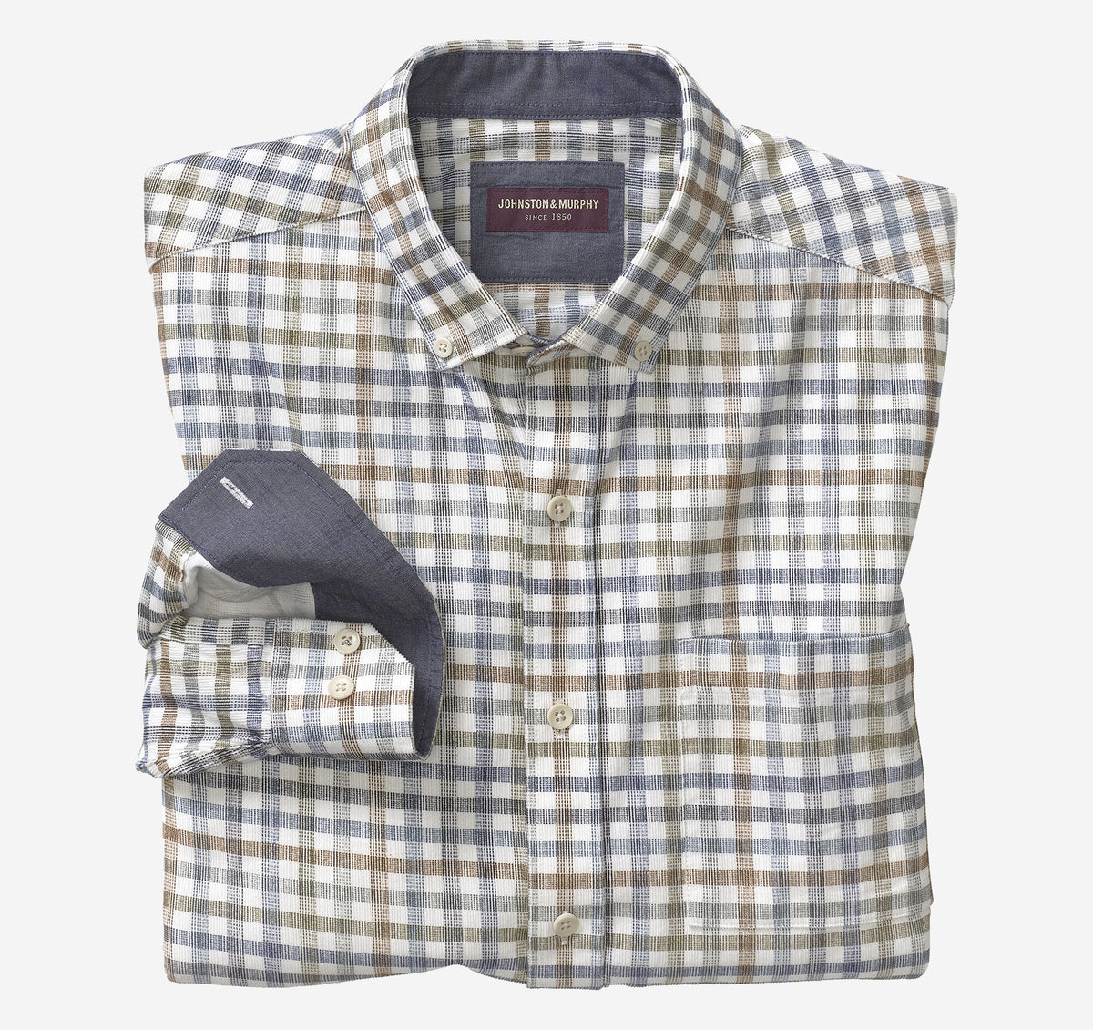 Johnston Murphy Men's Plaid Corduroy Shirt