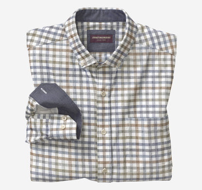 Johnston Murphy Men's Plaid Corduroy Shirt