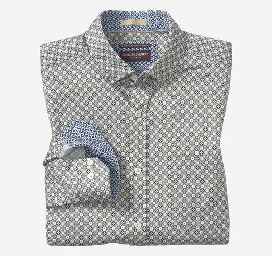 Johnston Murphy Men's Printed Cotton Shirt