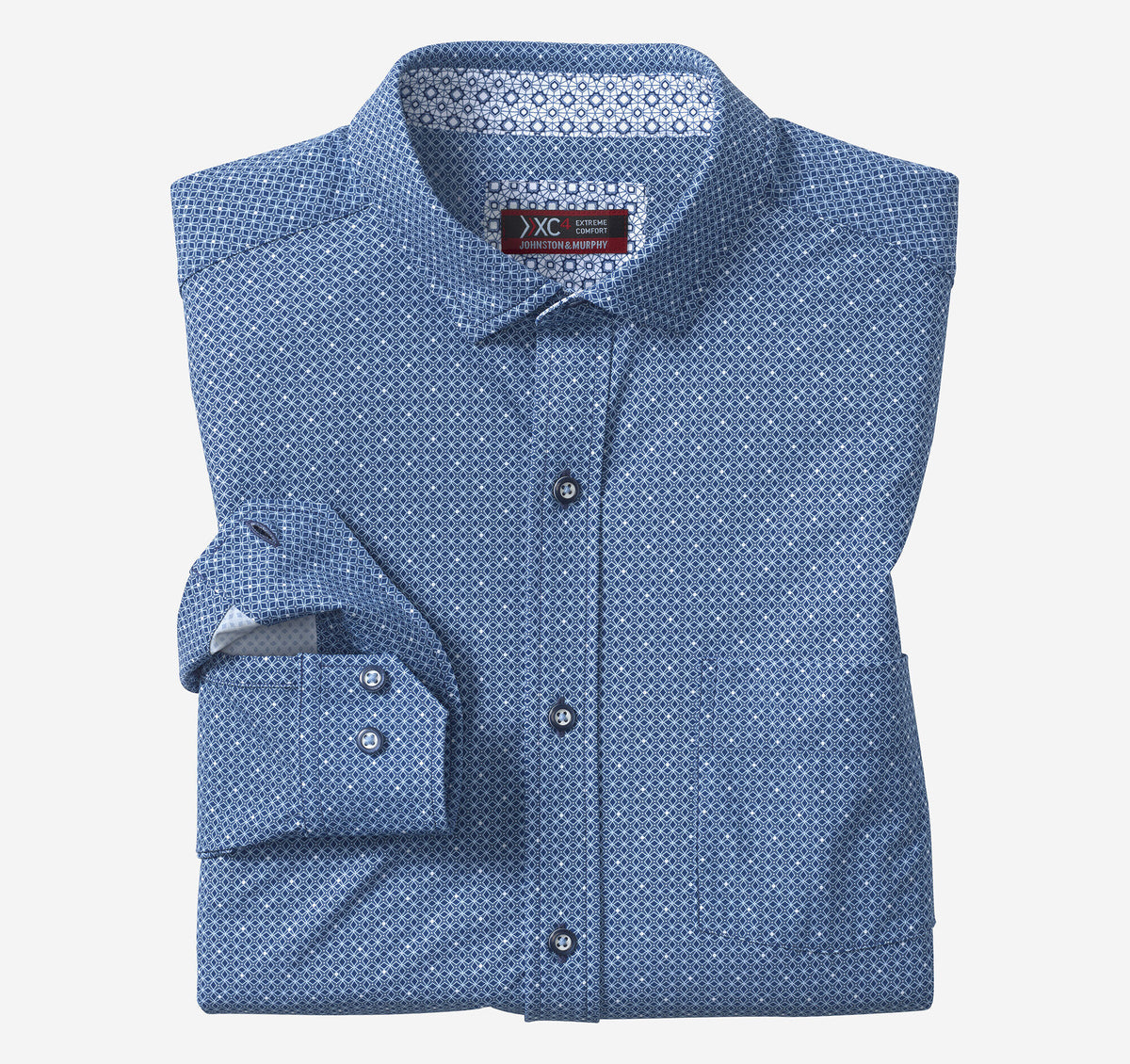 Johnston Murphy Men's XC4® Motion Long-Sleeve Print Knit Shirt