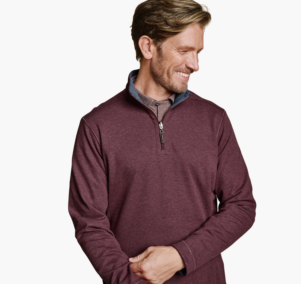 Johnston Murphy Men's Icon Reversible Solid Quarter-Zip