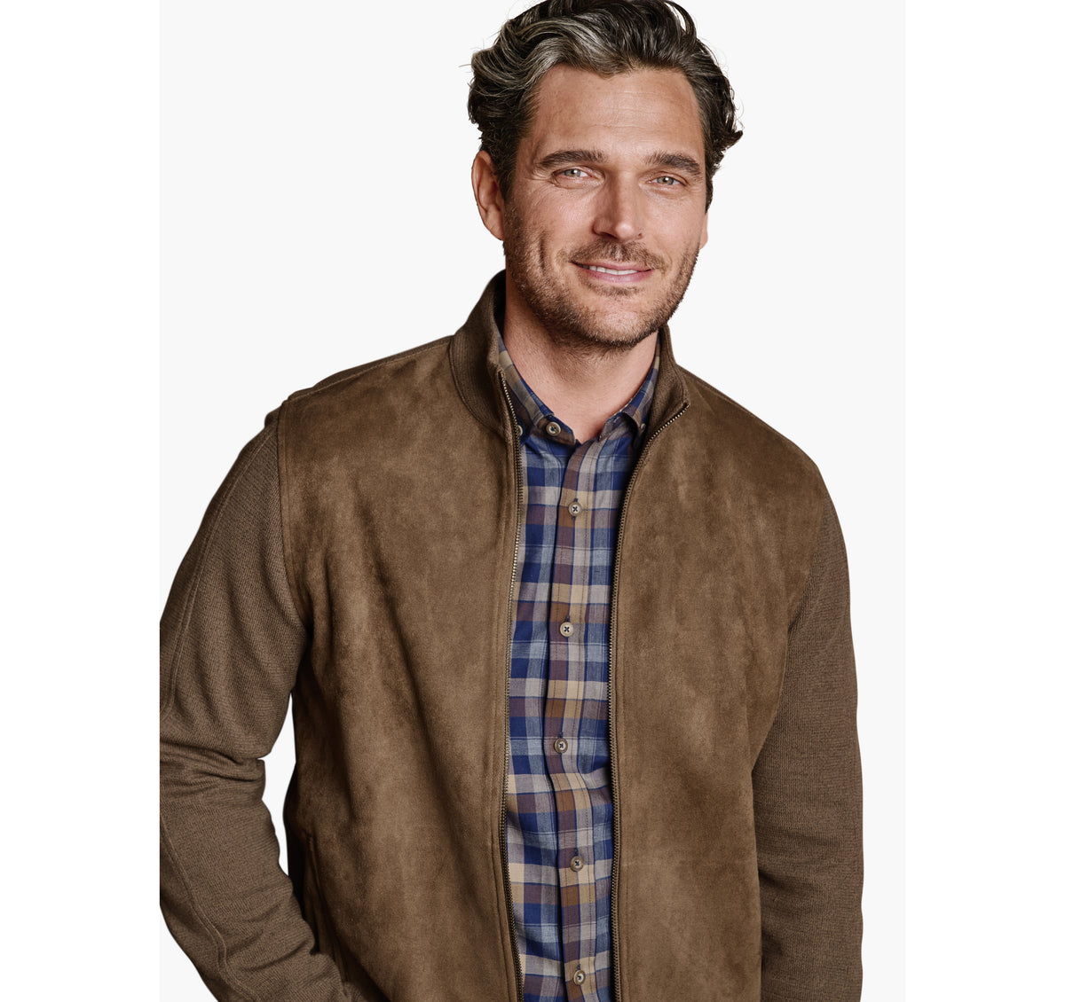 Johnston Murphy Men's Faux-Suede Full-Zip