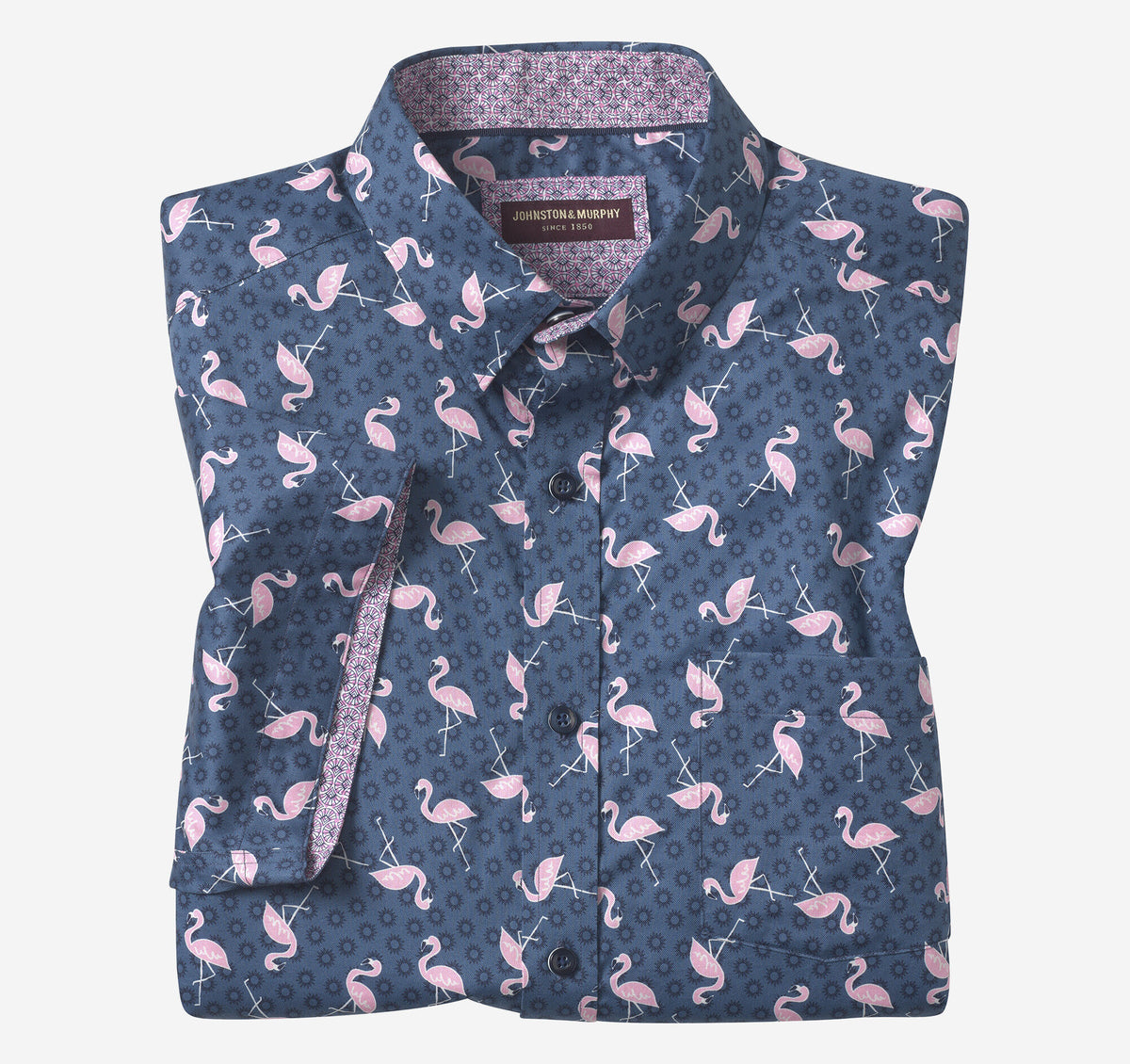Johnston Murphy Men's Printed Short-Sleeve Shirt