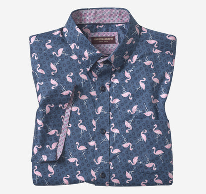 Johnston Murphy Men's Printed Short-Sleeve Shirt