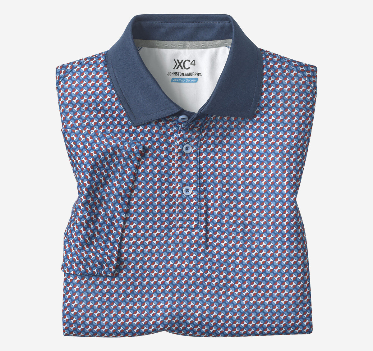 Johnston Murphy Men's XC4® Performance Solid-Collar Print Polos + Cool Degree™