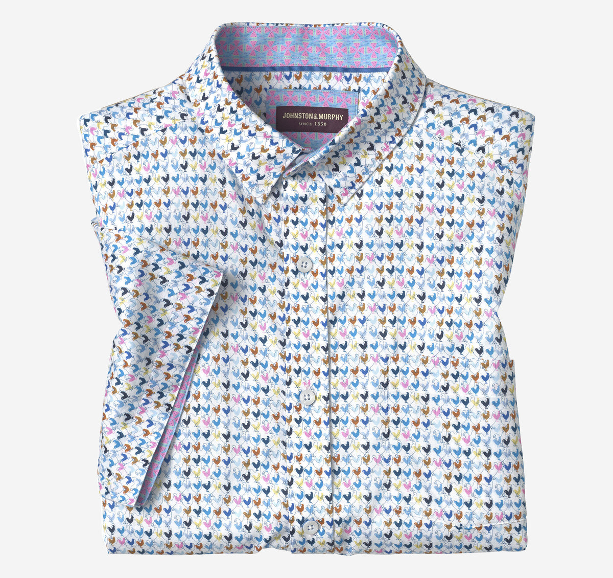 Johnston Murphy Men's Printed Short-Sleeve Shirt