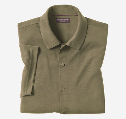Johnston Murphy Men's Vintage Birdseye Button-Front Shirt