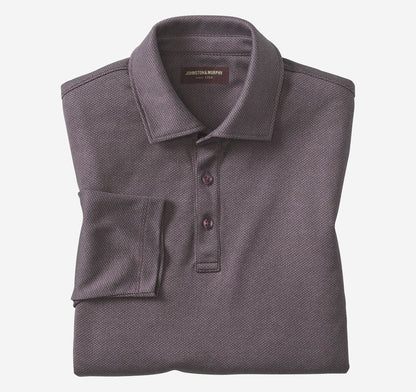Johnston Murphy Men's Knit Jacquard Long-Sleeve Polo
