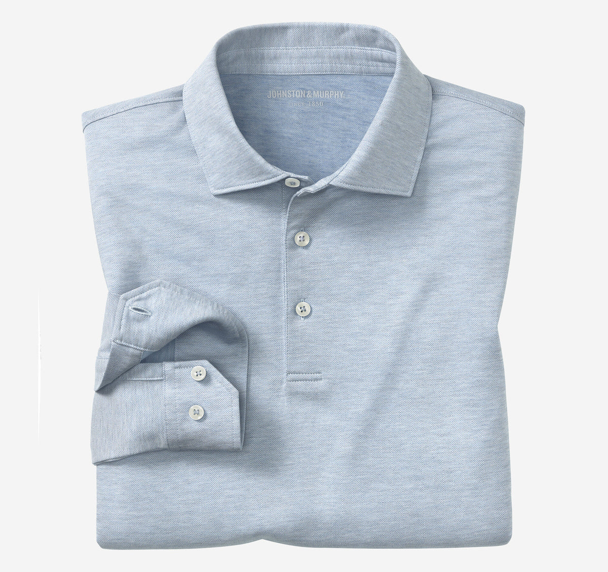 Johnston Murphy Men's Herringbone Long-Sleeve Polo