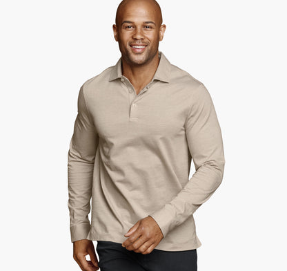Johnston Murphy Men's Herringbone Long-Sleeve Polo