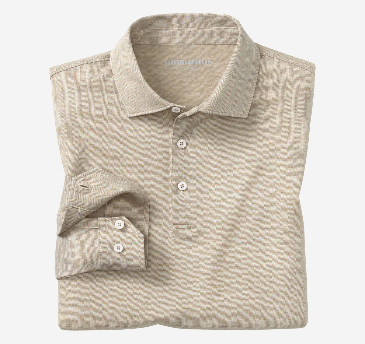 Johnston Murphy Men's Herringbone Long-Sleeve Polo