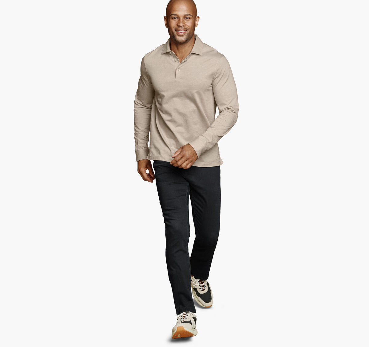 Johnston Murphy Men's Herringbone Long-Sleeve Polo