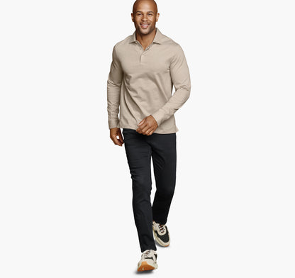 Johnston Murphy Men's Herringbone Long-Sleeve Polo