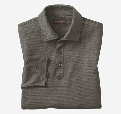 Johnston Murphy Men's Knit Jacquard Long-Sleeve Polo