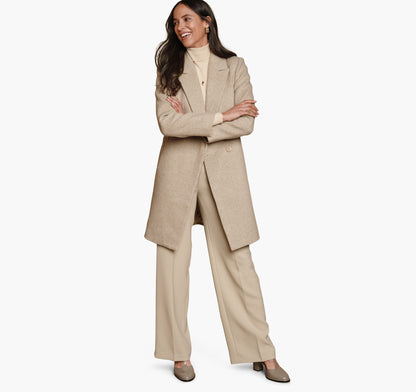 Johnston Murphy Women's Wool-Blend Coat with Removable Knit Collar