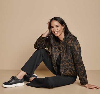 Johnston Murphy Women's Brushed Leopard-Print Bomber