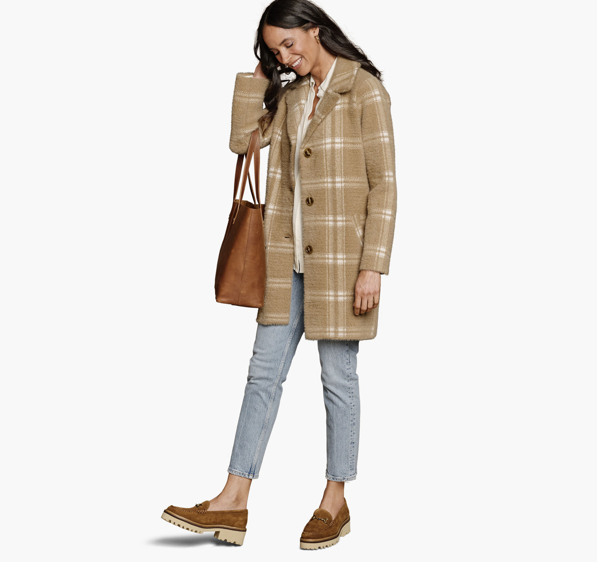 Johnston Murphy Women's Eyelash Plaid Coatigan