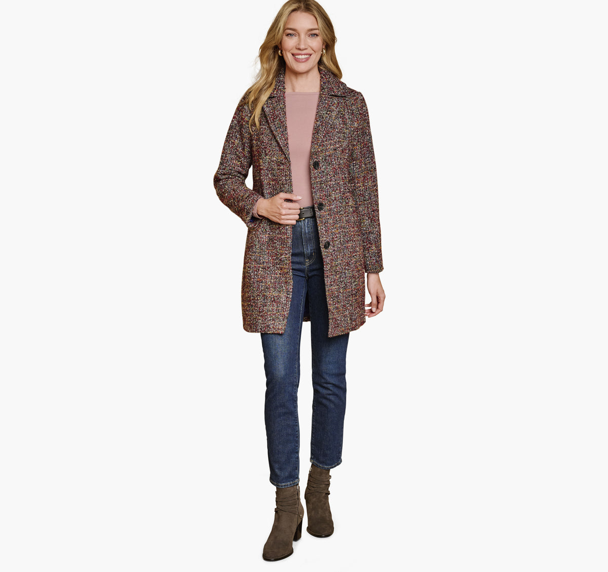 Johnston Murphy Women's Colorful Tweed Coat