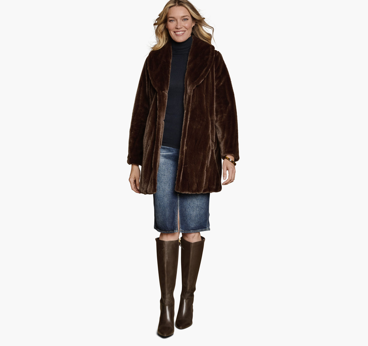Johnston Murphy Women's Textured Faux-Fur Coat