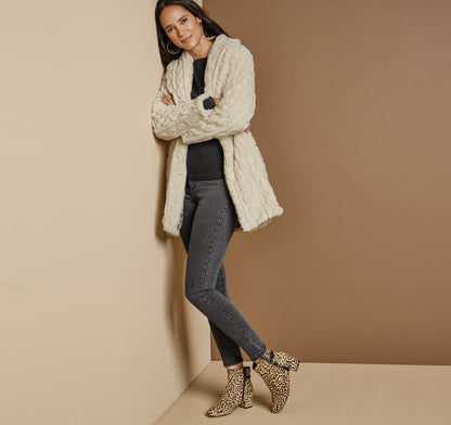 Johnston Murphy Women's Cable Faux-Fur Coat