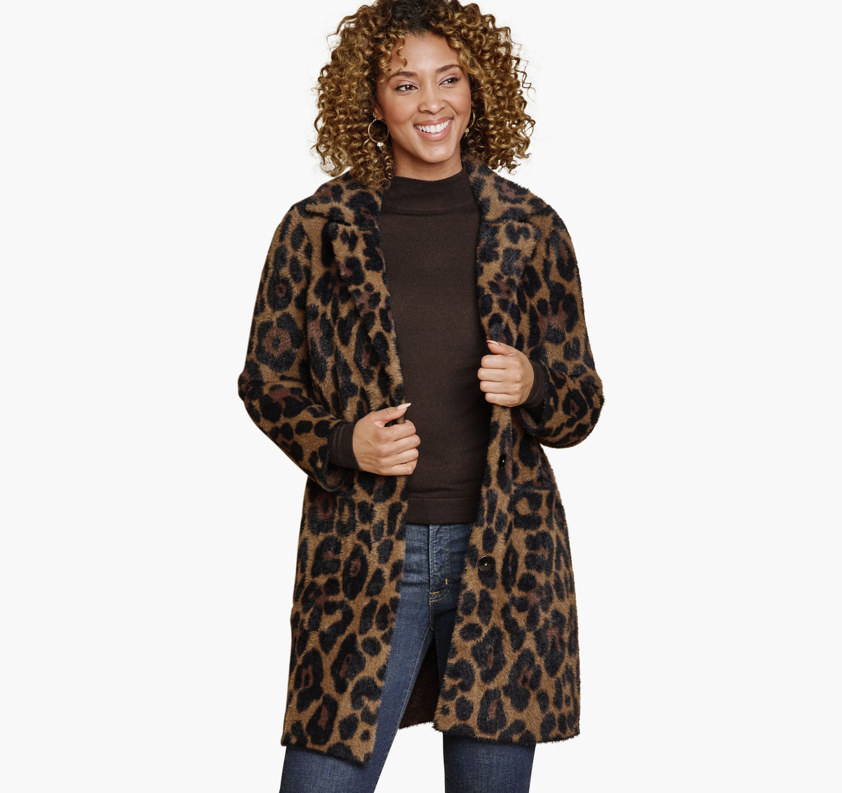 Johnston Murphy Women's Leopard Eyelash Coatigan